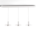 Combi Linear Multi-Light Pendant with Decorative Glass Plate - Matte White / Clear / Clear