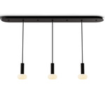 Combi Linear Multi-Light Pendant with Glass Ball - Matte Black / Frost White