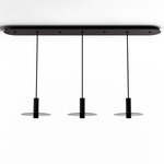 Combi Linear Multi-Light Pendant with Decorative Glass Plate - Matte Black / Dark Grey / Dark Grey