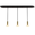 Combi Linear Multi-Light Pendant with Glass Ball - Matte Black / Brushed Brass / Frost White