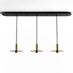 Combi Linear Multi-Light Pendant with Decorative Glass Plate - Matte Black / Brushed Brass / Tea Brown / Tea Brown