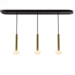 Combi Linear Multi-Light Pendant with Glass Ball - Matte Black / Brushed Brass / Frost White