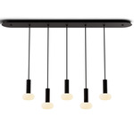 Combi Linear Multi-Light Pendant with Glass Ball - Matte Black / Frost White