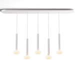 Combi Linear Multi-Light Pendant with Glass Ball - Matte White / Frost White