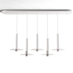 Combi Linear Multi-Light Pendant with Decorative Glass Plate - Matte White / Clear / Clear