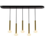 Combi Linear Multi-Light Pendant with Glass Ball - Matte Black / Brushed Brass / Frost White