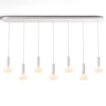 Combi Linear Multi-Light Pendant with Glass Ball - Matte White / Frost White