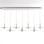 Combi Linear Multi-Light Pendant with Decorative Glass Plate - Matte White / Clear / Clear