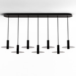 Combi Linear Multi-Light Pendant with Decorative Glass Plate - Matte Black / Dark Grey / Dark Grey