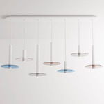 Combi Linear Pendant with Mixed Color Decorative Glass Plate - Matte White / Multicolor