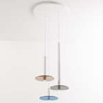 Combi Multi-Light Pendant with Mixed Decorative Glass Plate - Matte White / Multicolor