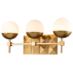 Deco Bathroom Vanity Light - Lacquered Gold / Opal