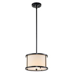 Lemuria Convertible Mini Pendant / Semi Flush - Black / White Linen