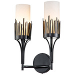 Sawgrass Stem Wall Sconce - Matte Black / Opal