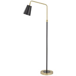 Zella Floor Lamp - Black / Antique Brass / Black