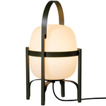 Cesta Outdoor Table / Floor Lamp - Olive Green / White Opal