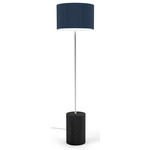 Riff Floor Lamp - Ebony Stained Veneer / Navy Plastic