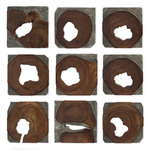 Jungle Wood Wall Art Set of 9 - Rust Black / Dark Wood