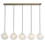 Geodesic Linear 5-Light Pendant - Antique Brass / Frosted
