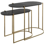 Aztec Nesting Table Set of 2 - Ebony Brown / Antique Brass