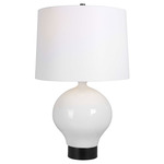 Collar Table Lamp - Gloss White / White Linen