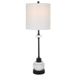 Alliance Buffet Table Lamp - Satin Black / White Linen