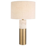 Gravitas Stone Table Lamp - Brushed Brass / Light Beige