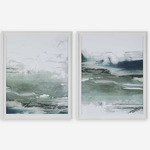 Emerald Daze Abstract Prints, Set of 2 - Satin White / Emerald
