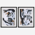 Winterland Abstract Prints, Set of 2 - Satin Black / Neutral Color Tones