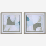 Mist Shapes Framed Prints, Set of 2 - Light Grey / Muted Color Tones