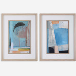 Brilliant Clouds Abstract Prints, Set of 2 - Natural / Blue / White