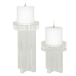 Crystal Pillar Candleholder Set of 2 - Crystal
