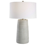 Mountainscape Table Lamp - Gray / White Linen