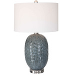 Caralina Table Lamp - Blue-Green / White Linen
