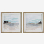 Glacial Coast Framed Prints, Set of 2 - Pine / Neutral Color Tones