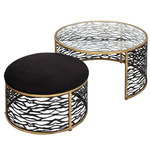 Kato Coffee Table and Ottoman - Havana Gold / Carbon / Clear