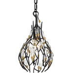 Bask Mini Pendant - Matte Black / French Gold / Crystal