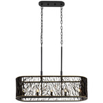 Estela Linear Pendant - Matte Black / French Gold