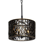 Estela Drum Pendant - Matte Black / French Gold