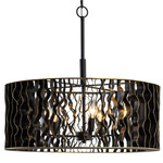 Estela Drum Pendant - Matte Black / French Gold