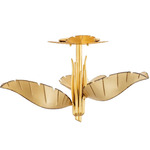 Banana Leaf Semi Flush Ceiling Light - Gold / Steel