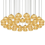 Diamante Multi Light Pendant - Satin Nickel / Amber