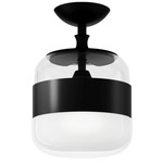 Futura Semi Flush Ceiling Light - Matte Black / White / Matte Black