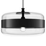 Futura Large LED Pendant - Matte Black / Crystal / Matte Black