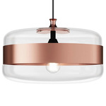 Futura Large LED Pendant - Matte Black / Crystal / Copper