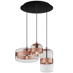 Futura Multi Light Pendant - Matte Black / Crystal / Copper