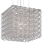 Giogali Cube Pendant - Chrome / Transparent