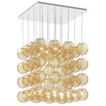 Oto Cube Multi Light Pendant - Mirrored Steel / Amber