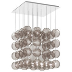 Oto Cube Multi Light Pendant - Mirrored Steel / Smoke