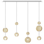 Oto Linear Multi Light Pendant - Mirrored Steel / Amber